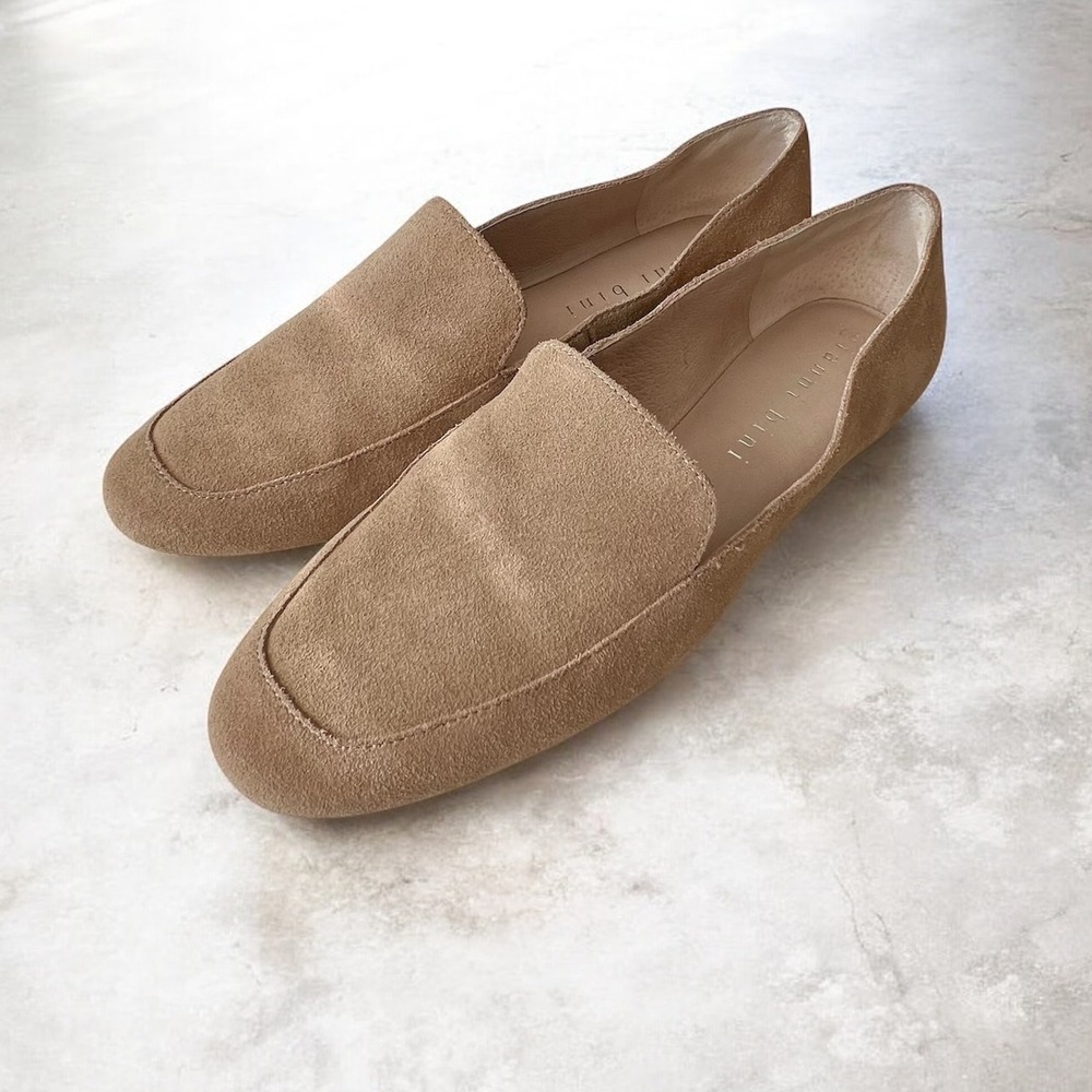 Gianni Bini Womens Tan Suede Leather Loafers Almond Toe Slip On Flats Size 9M
